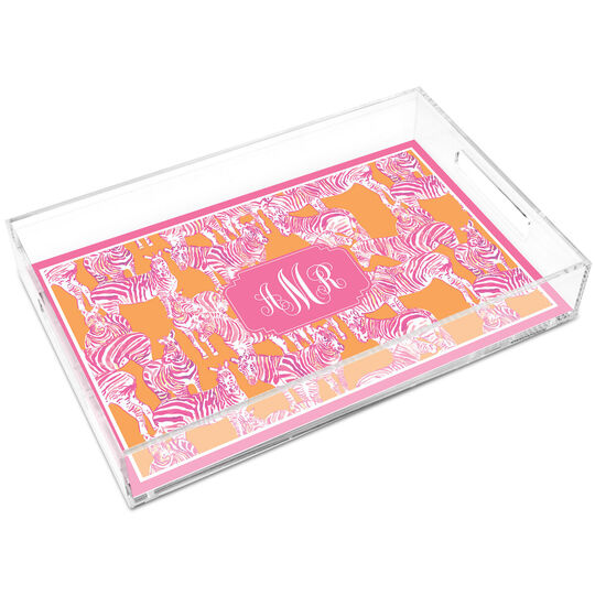 Orange Zebras Lucite Tray